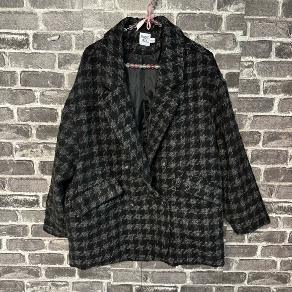 Princess Polly blazer peacoat black gray plaid - Picture 1 of 9